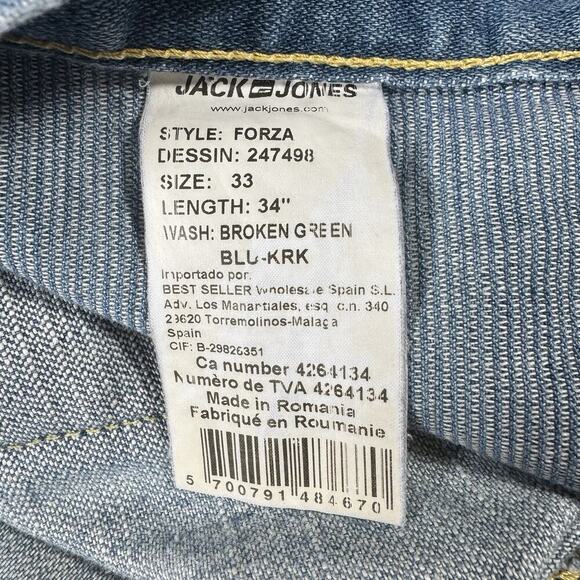 RARE Jack & Jones Forza Broken Green Jeans Sz 33 Baggy Vintage Y2K Carpenter - Picture 4 of 11